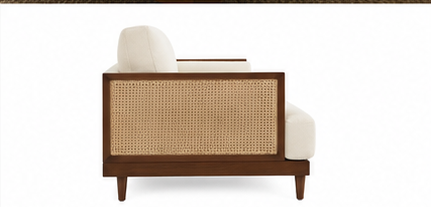 Arden Solid Wood & Natural Cane Upholstered Sofa Set