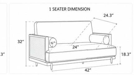 Arden Solid Wood & Natural Cane Upholstered Sofa Set