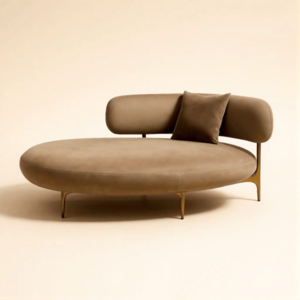 Oval Modern Accent Chair with Cylindrical Backrest.
