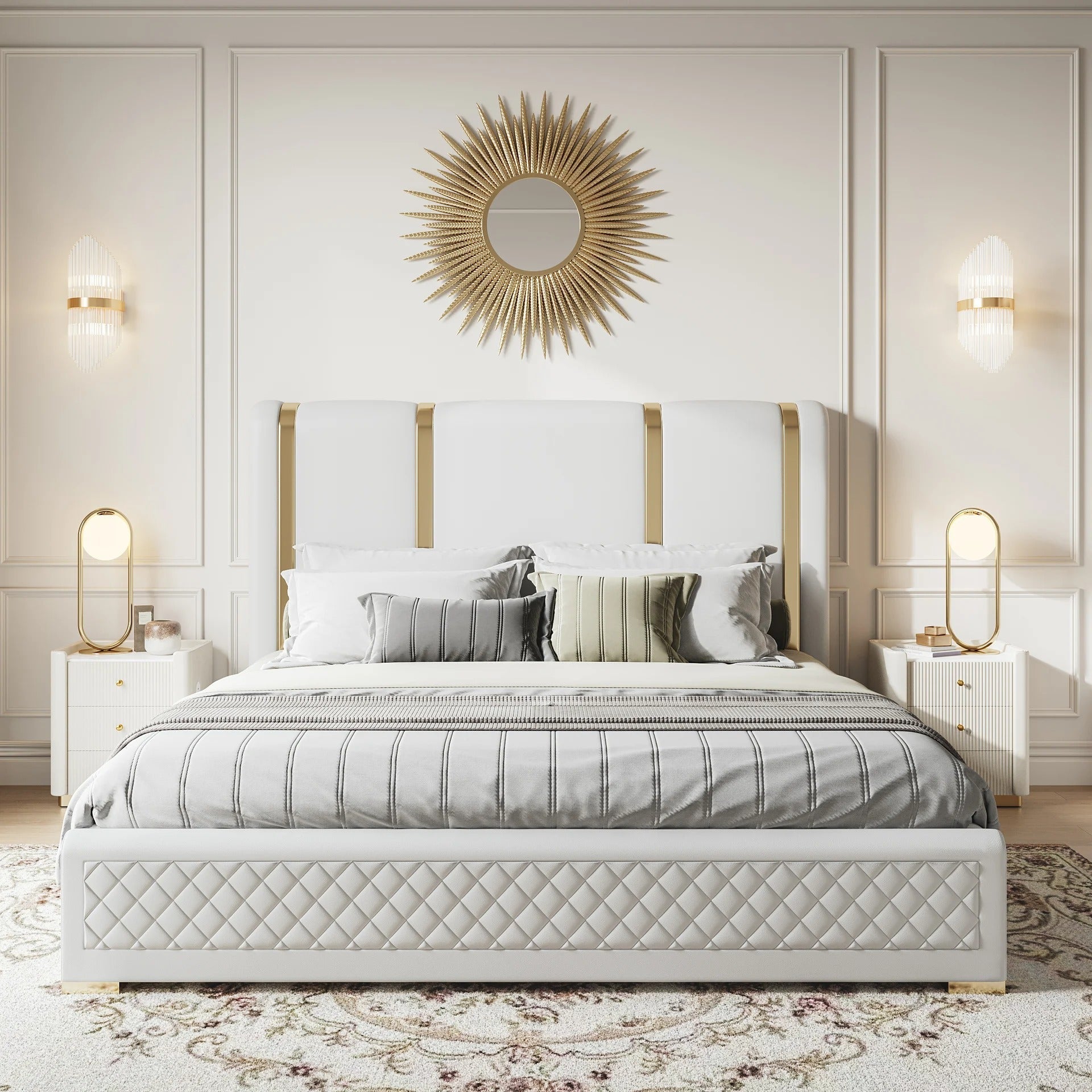 Obsidian Crown Wingback Bed