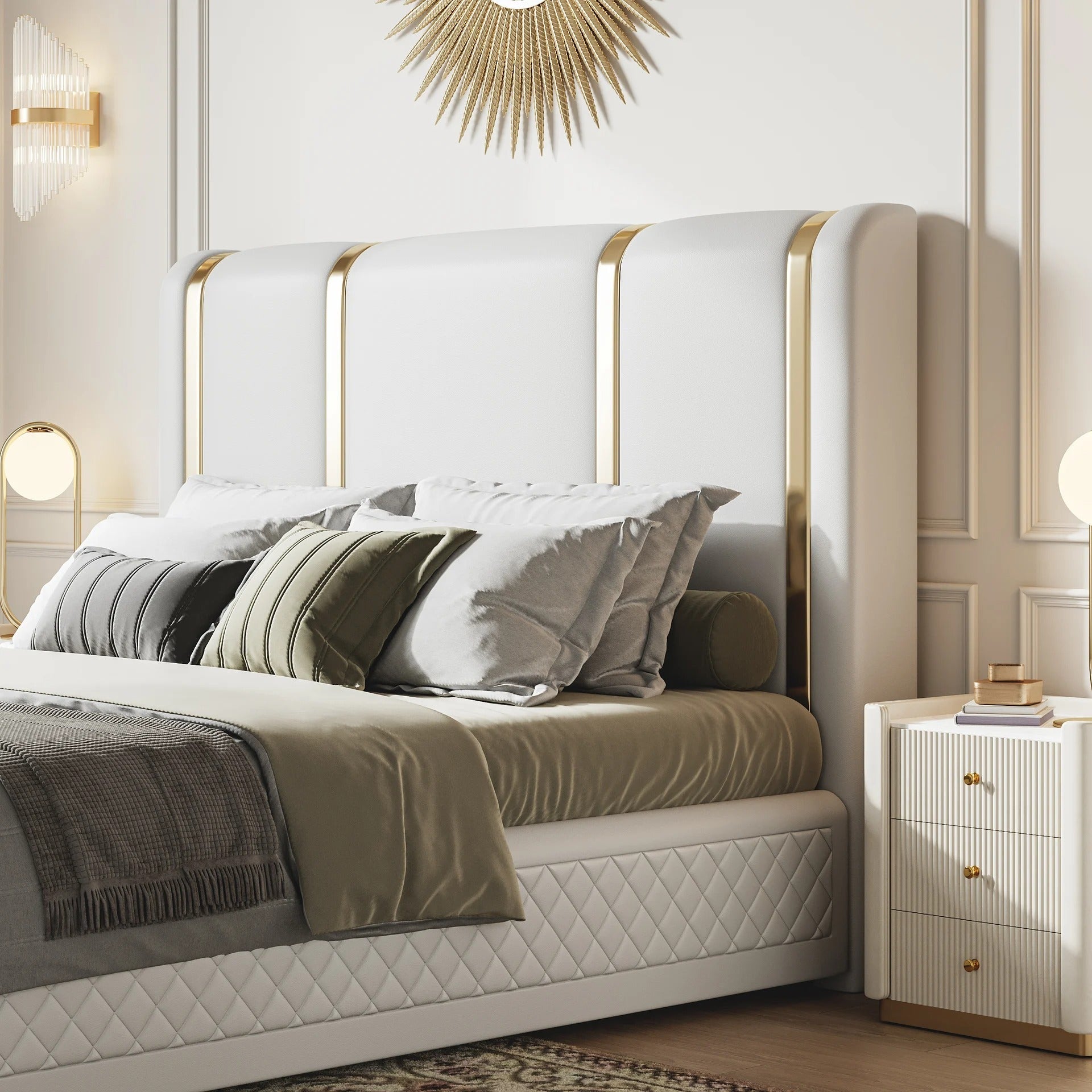 Obsidian Crown Wingback Bed