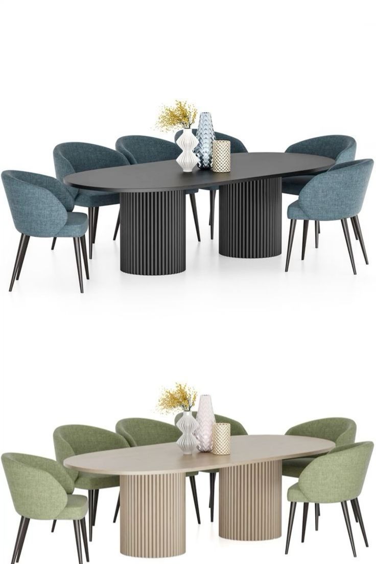 Obsidian Dual Pedestal Contemporary Dining Table