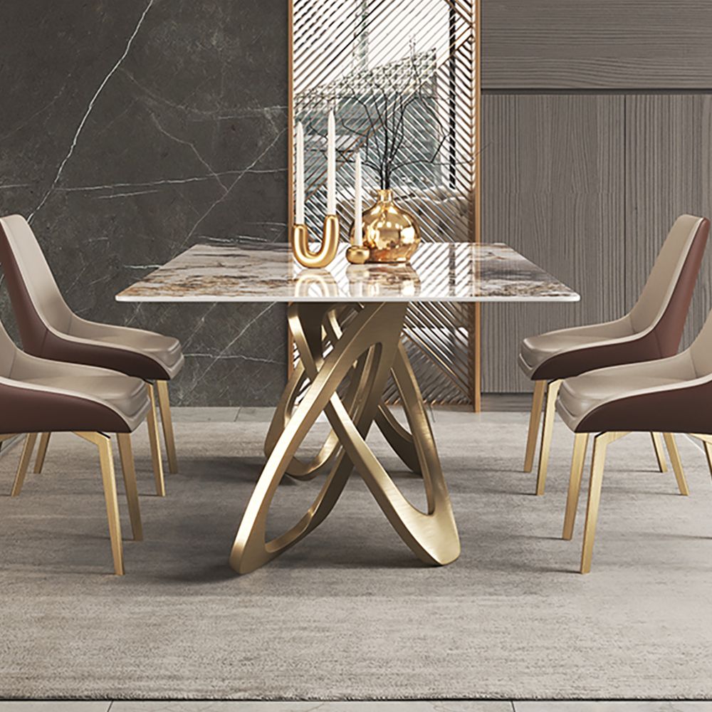 Imperial Gold Loop Marble Dining Table