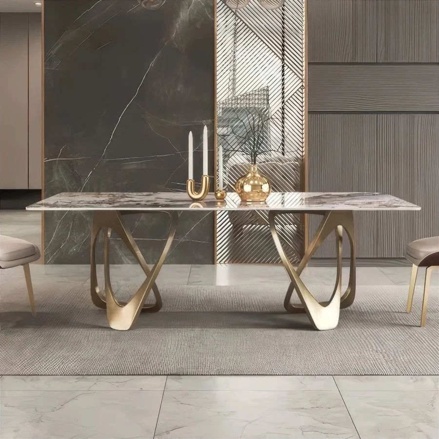 Imperial Gold Loop Marble Dining Table