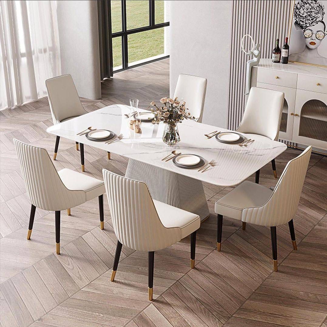 Serena Fluted Oval Marble Dining Table