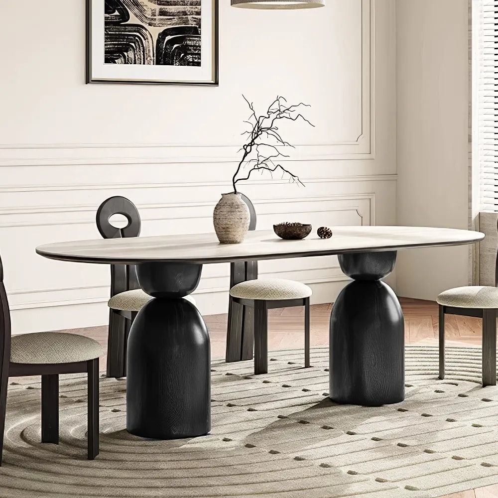 Obsidian Sculpted Pedestal Dining Table