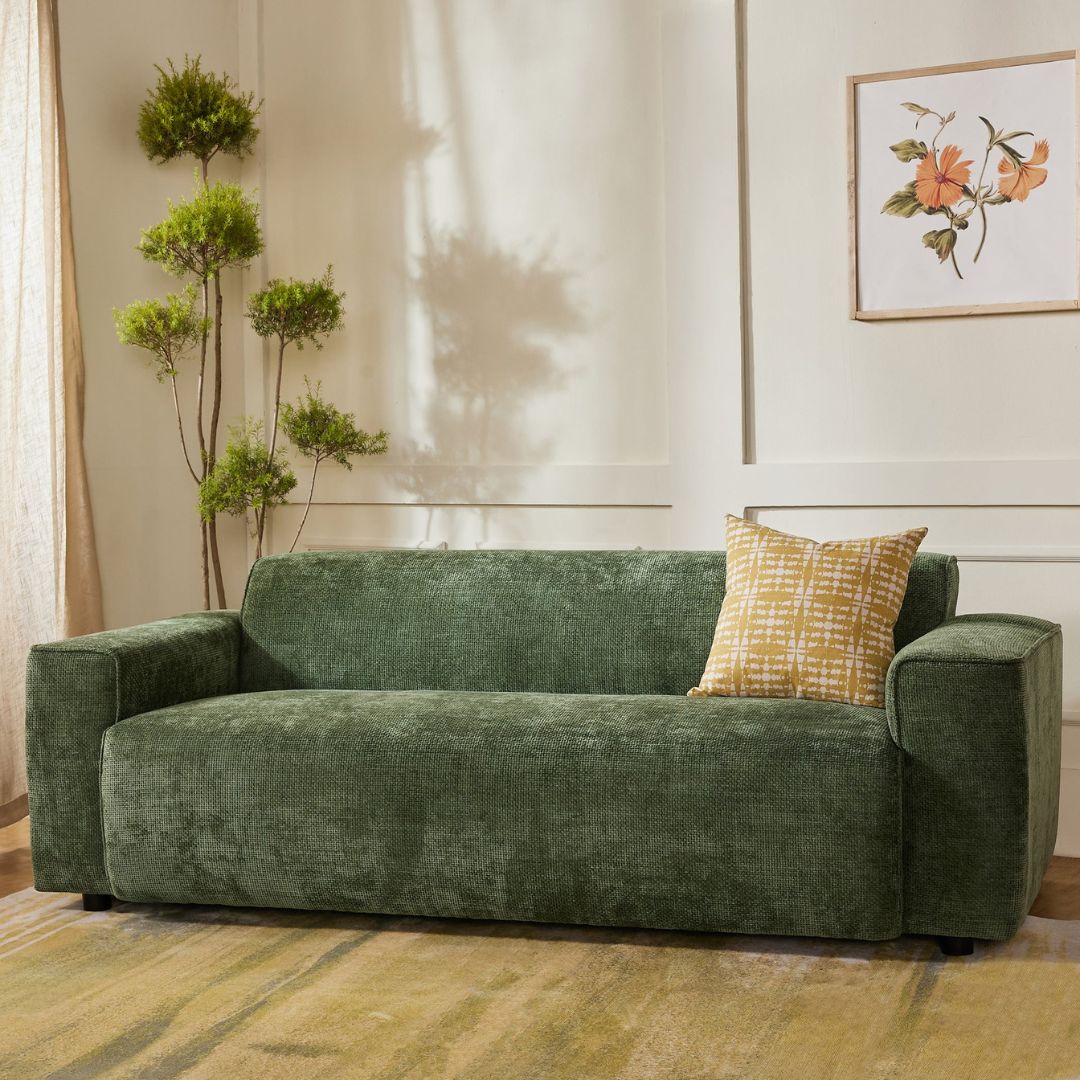 Aurelia Sage Plush 3 Seater Sofa