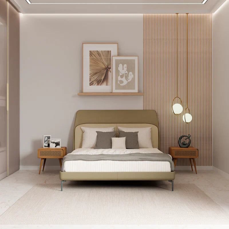Modern bedroom with a bed, nightstands 8