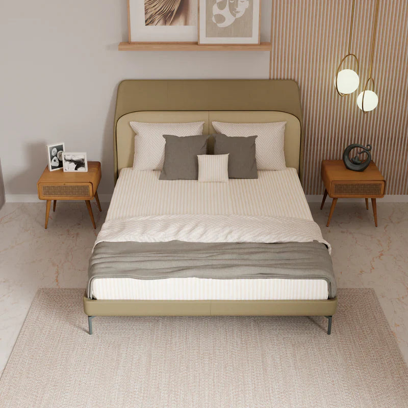 Artemis Cream Plush Upholstered Bed
