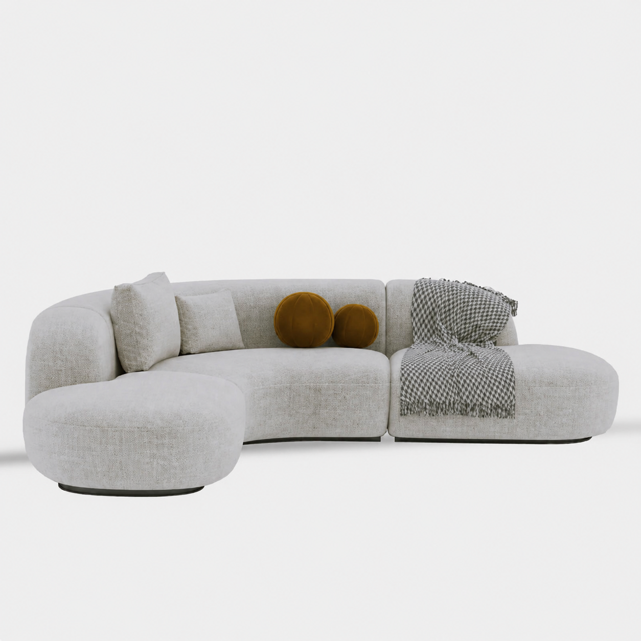 5 Seater Contemporary Beige Arc Sofa