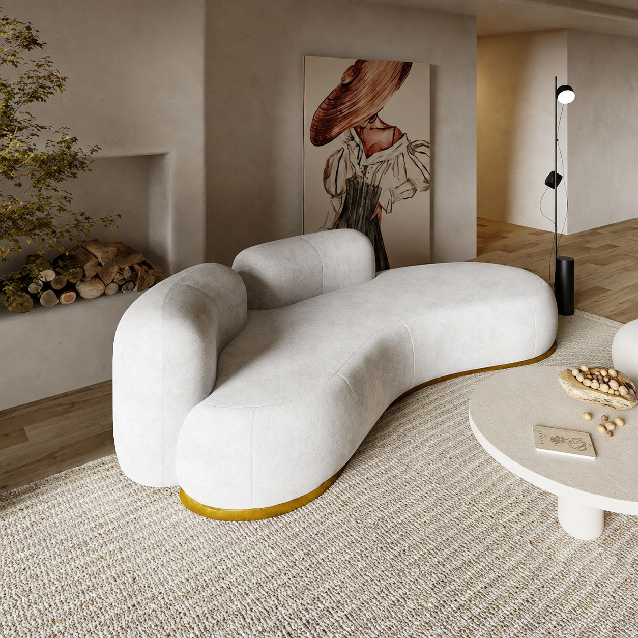 Kyoto Curve Contemporary 4 Seater Sofa