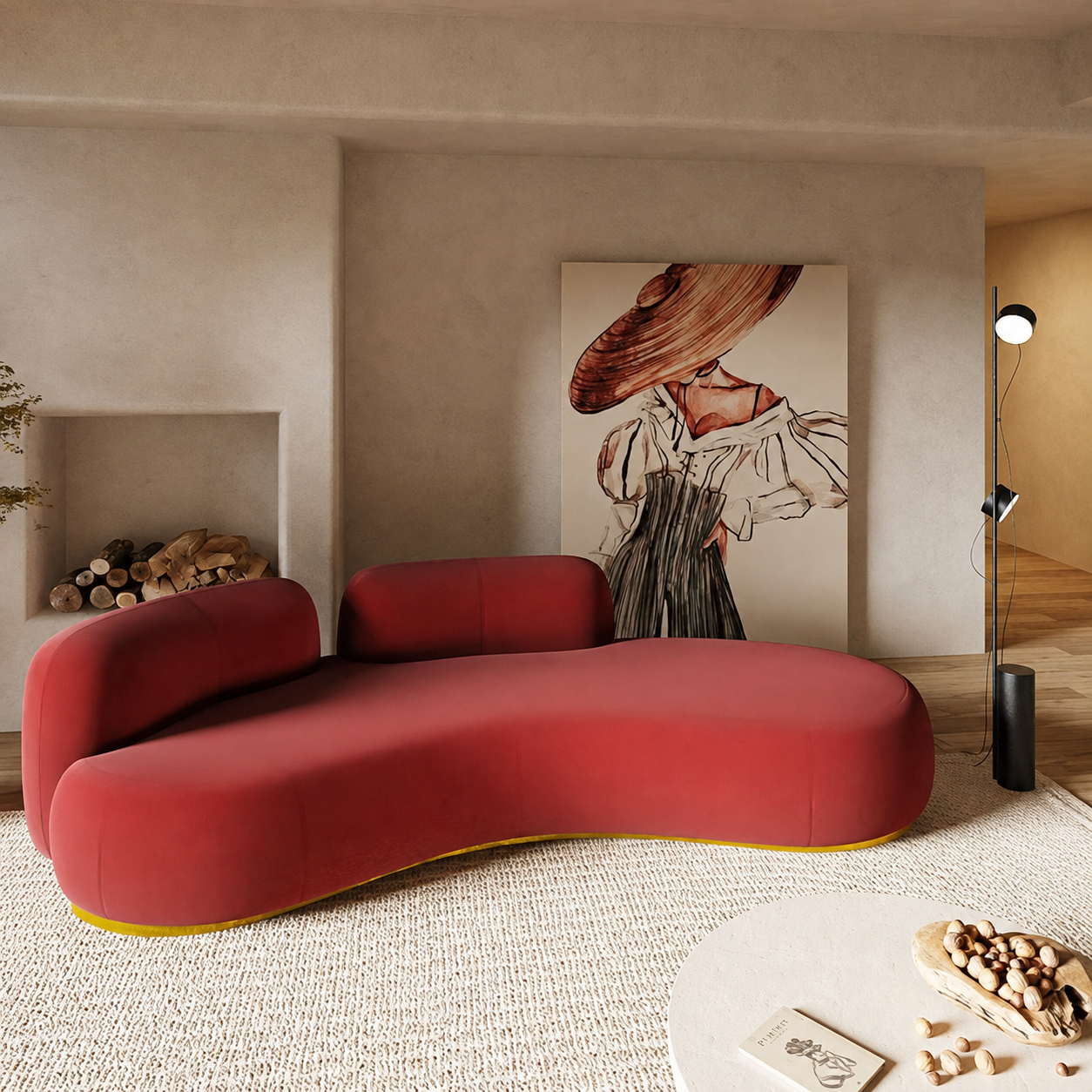 Kyoto Curve Contemporary 4 Seater Sofa