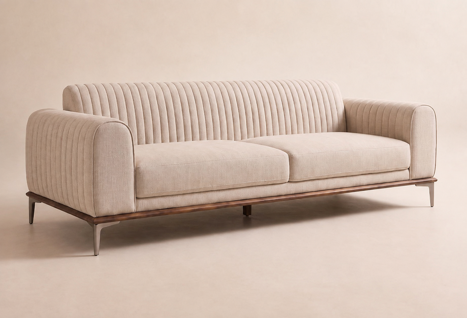 Aurelia 3 Seater Cotton Sofa in Jade Ivory