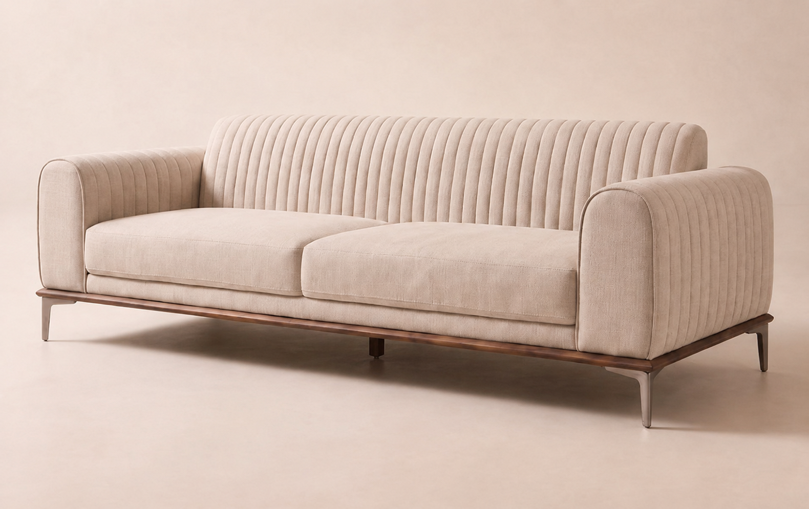 Aurelia 3 Seater Cotton Sofa in Jade Ivory