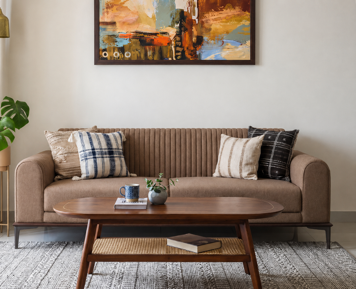 Sierra 3 Seater Cotton Sofa in Sand Brown