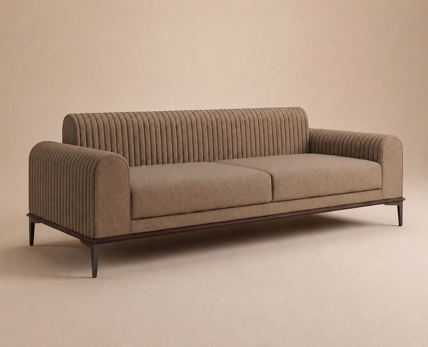 Sierra 3 Seater Cotton Sofa in Sand Brown