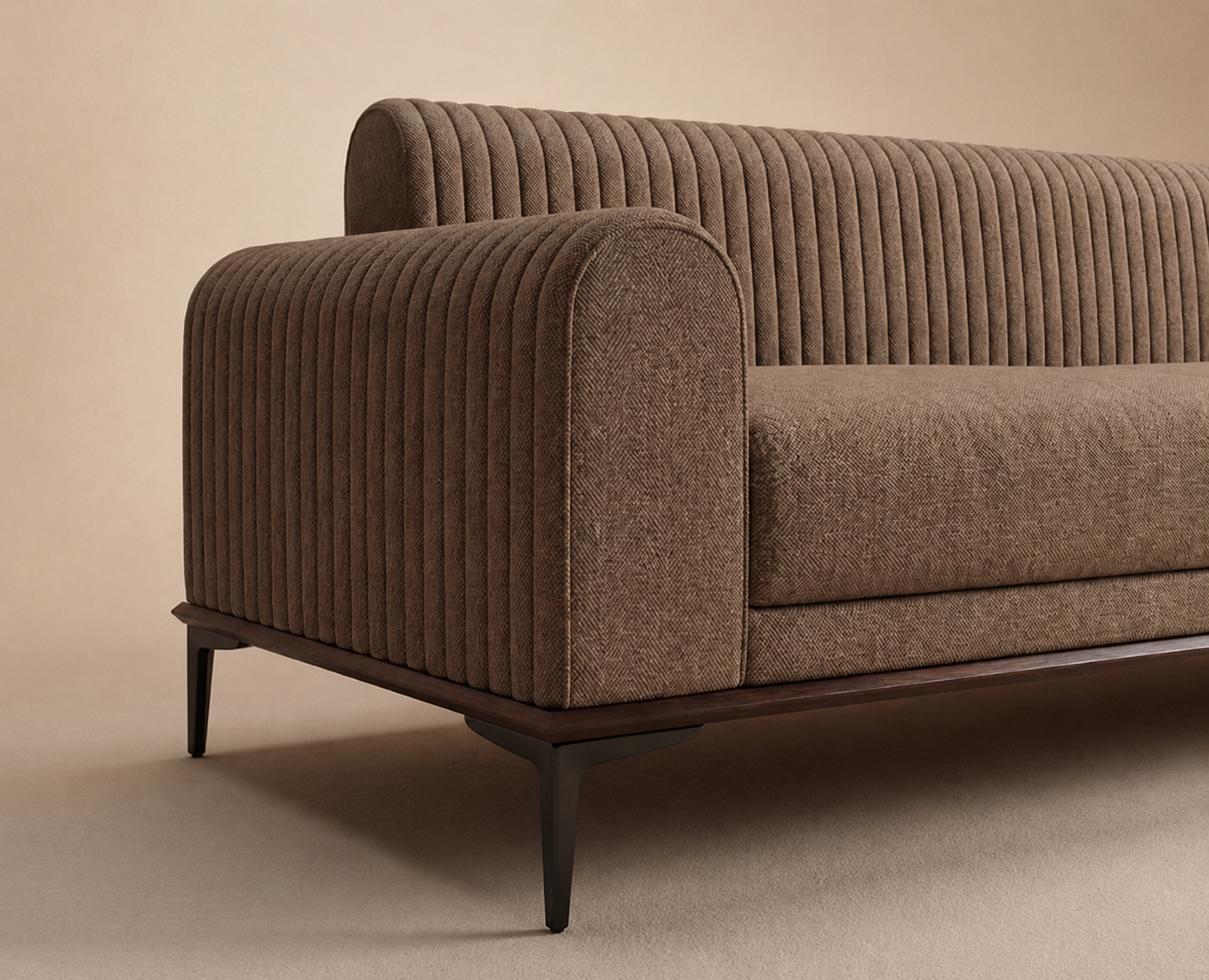 Sierra 3 Seater Cotton Sofa in Sand Brown