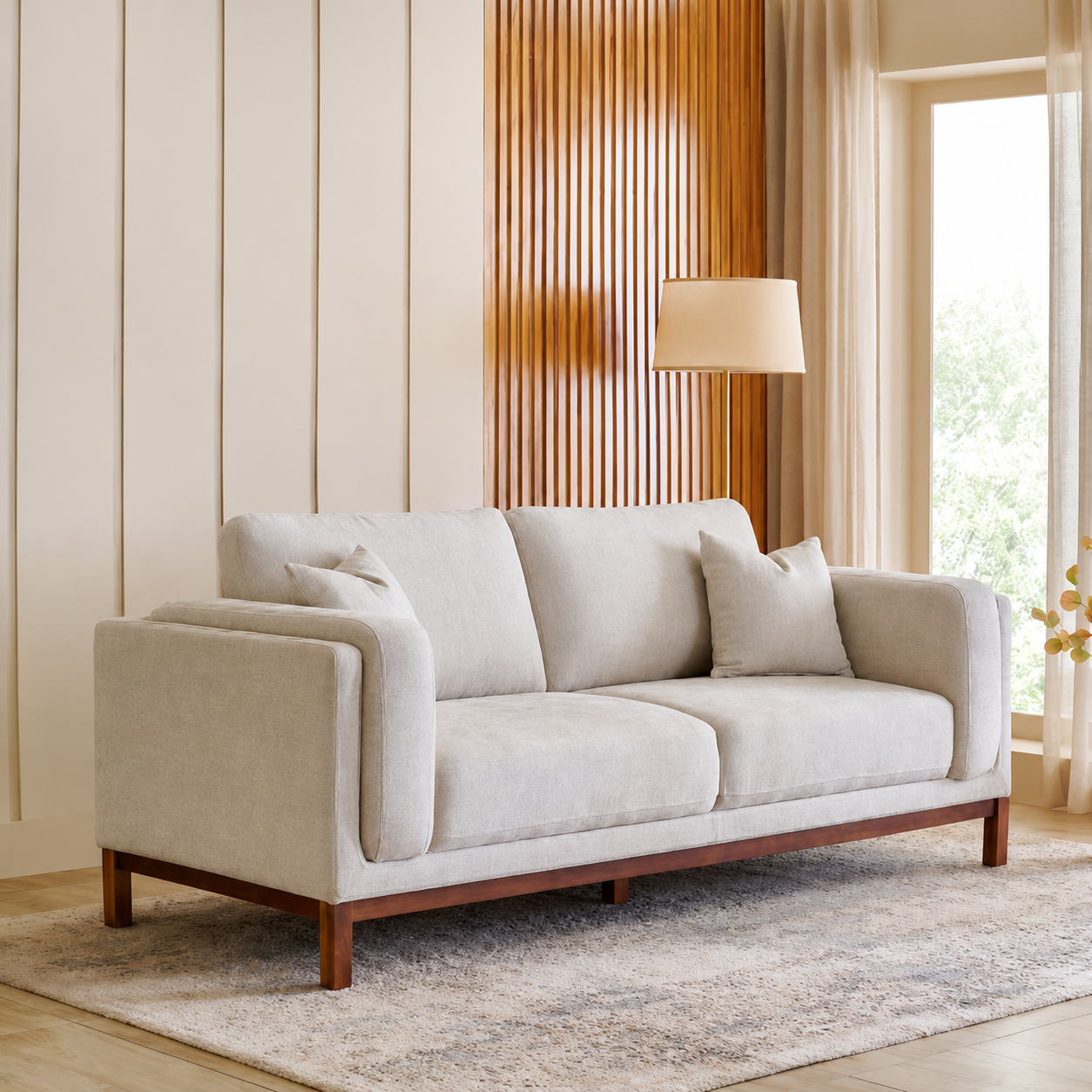 Lansbury NXT 3 Seater Fabric Sofa with Cushions - Beige