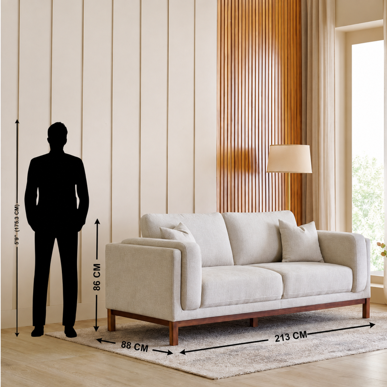 Lansbury NXT 3 Seater Fabric Sofa with Cushions - Beige