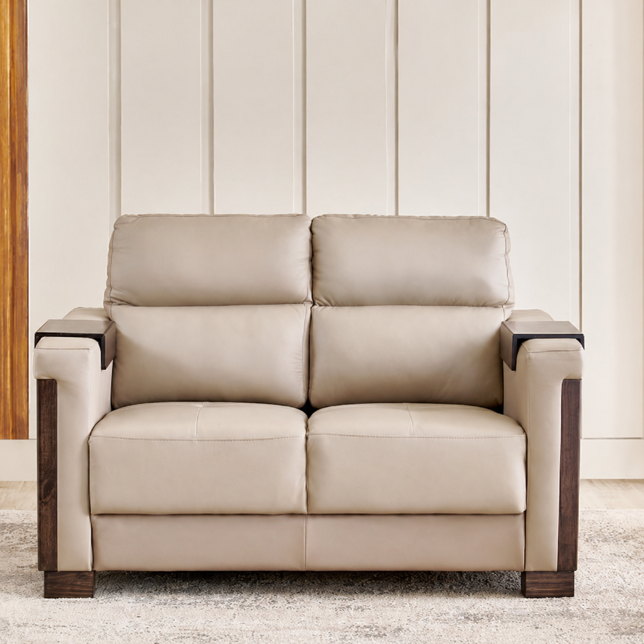 Colmar Taupe Half-Leather 3+2 Seater Sofa Set