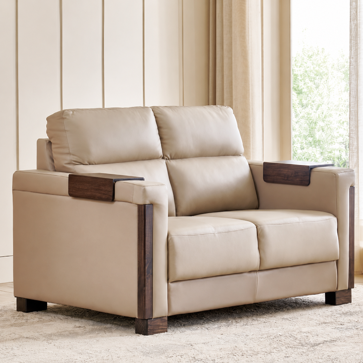 Colmar Taupe Half-Leather 3+2 Seater Sofa Set