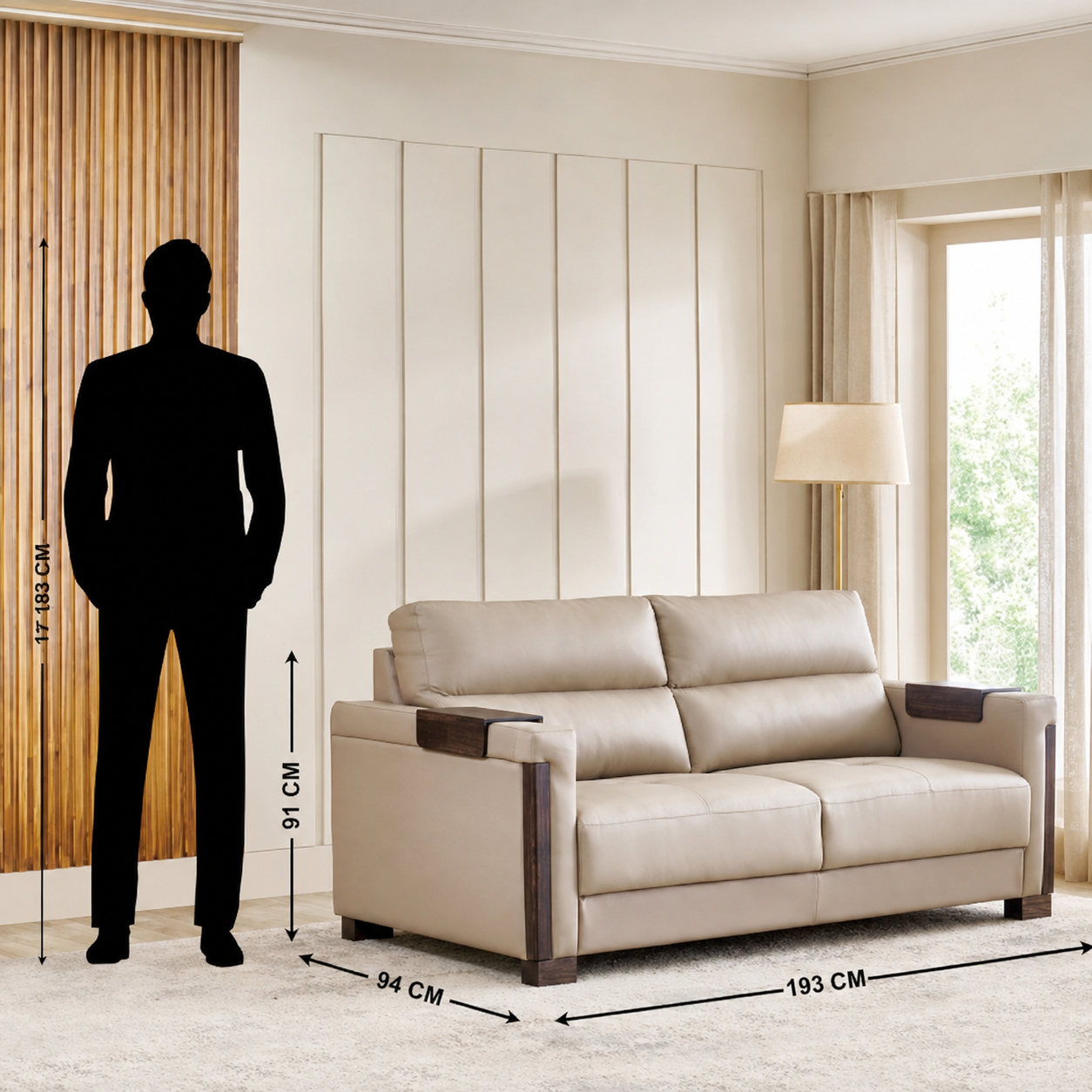Colmar Taupe Half-Leather 3+2 Seater Sofa Set