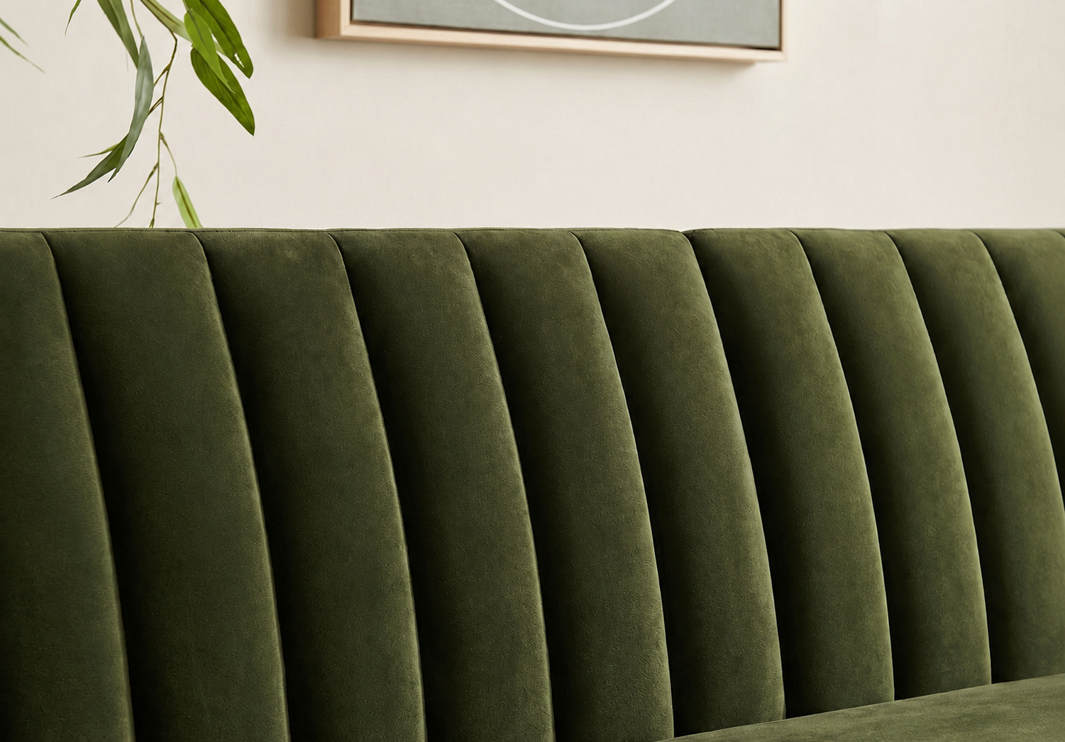 Avery L-Shape Corner Velvet Sofa – Dark Olive Green