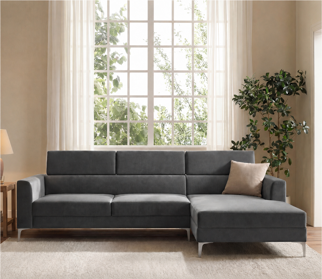 Alden L Shape Right Aligned Corner Sofa with Adjustable Headrests