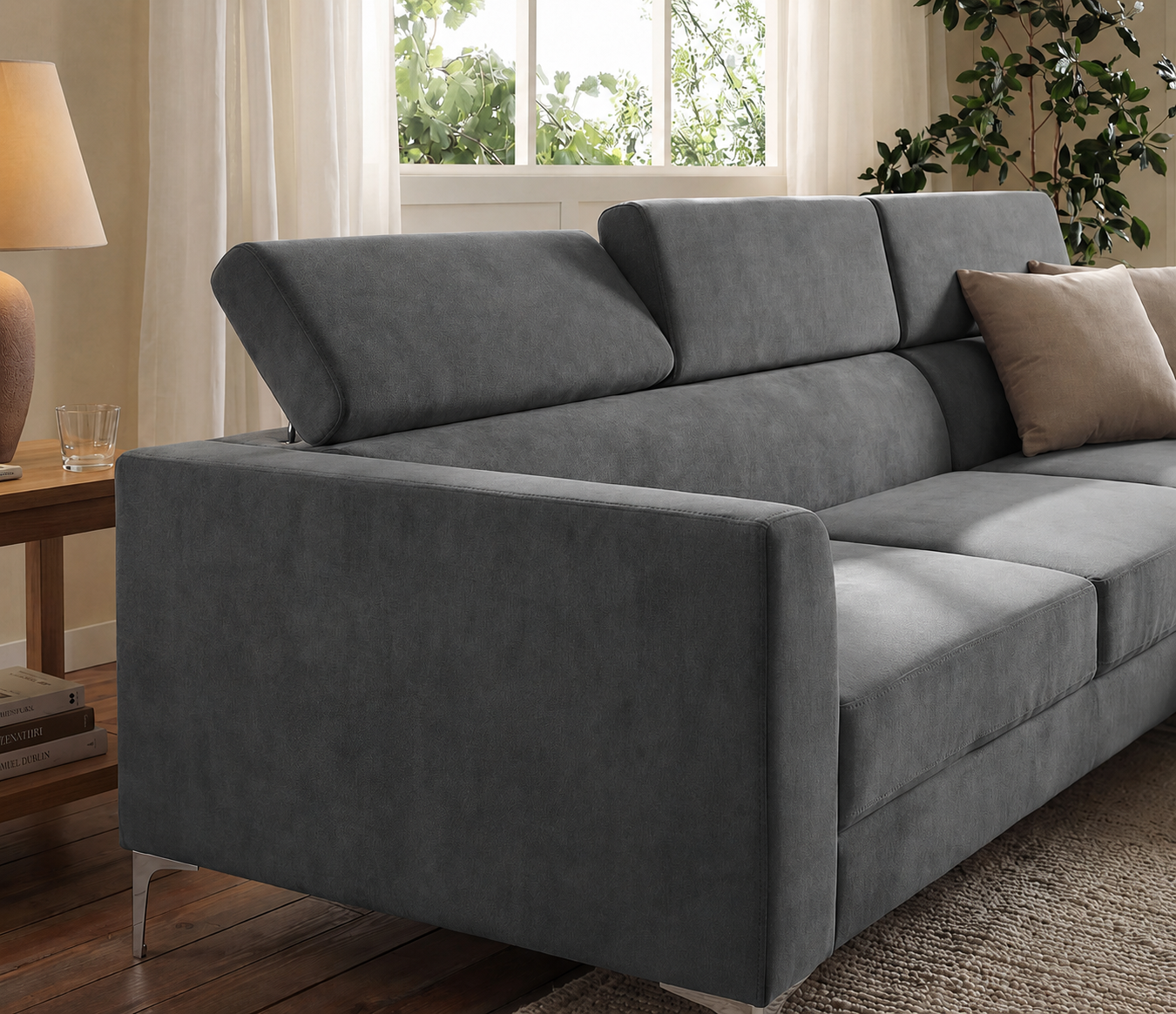 Alden L Shape Right Aligned Corner Sofa with Adjustable Headrests