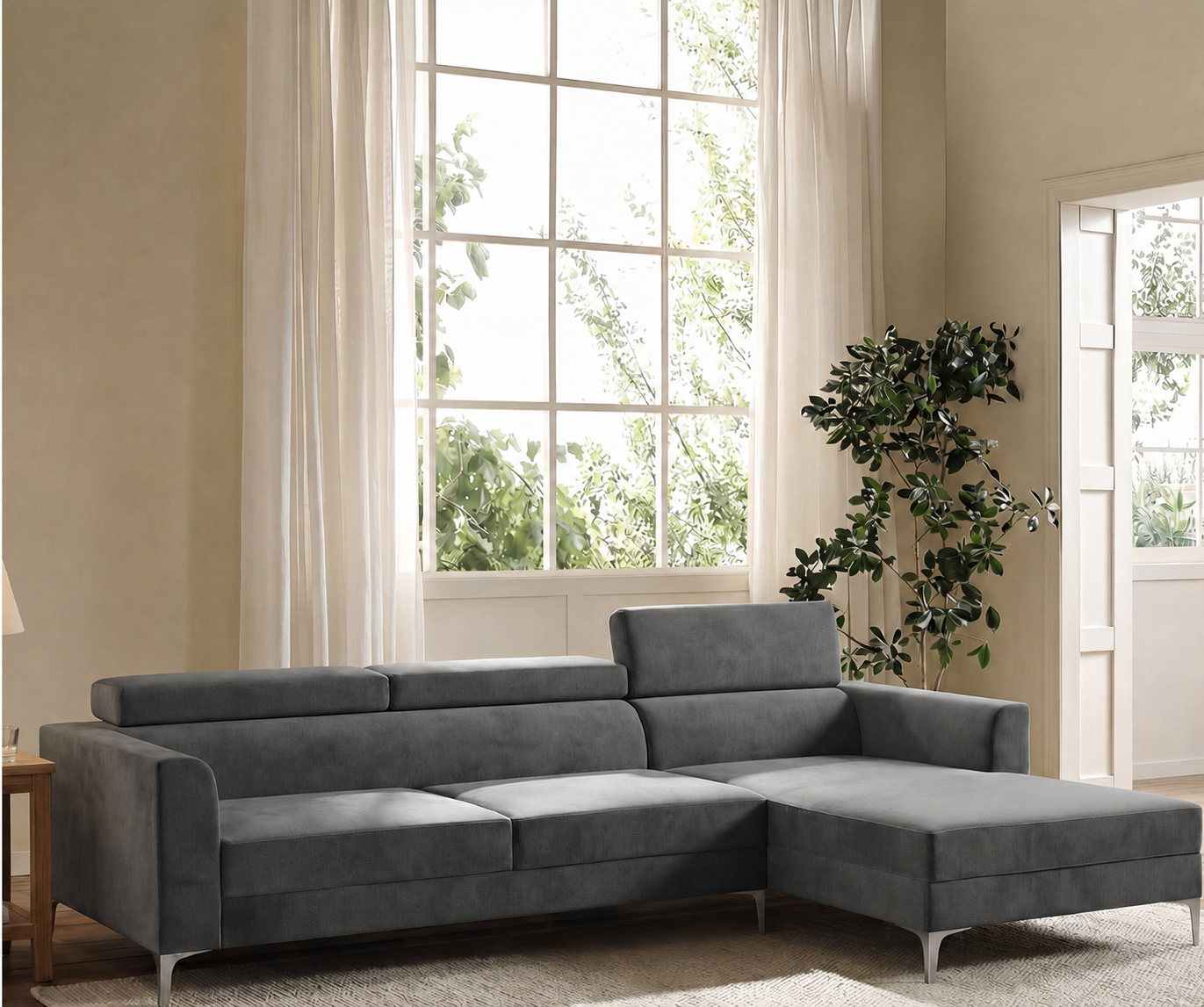 Alden L Shape Right Aligned Corner Sofa with Adjustable Headrests