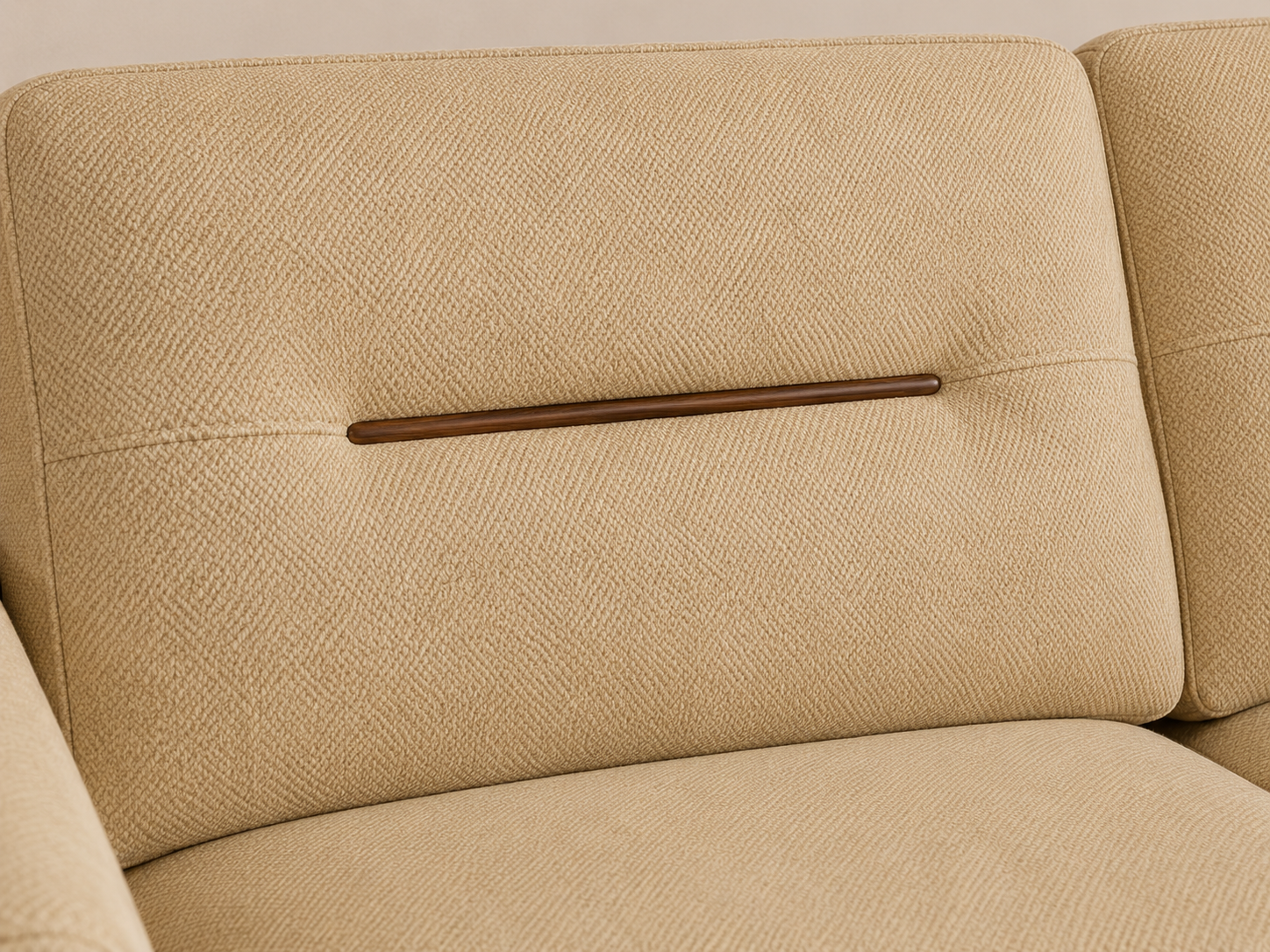 Alden 3+1+1 Seater Fabric Sofa with Wooden Accents, Irish Cream