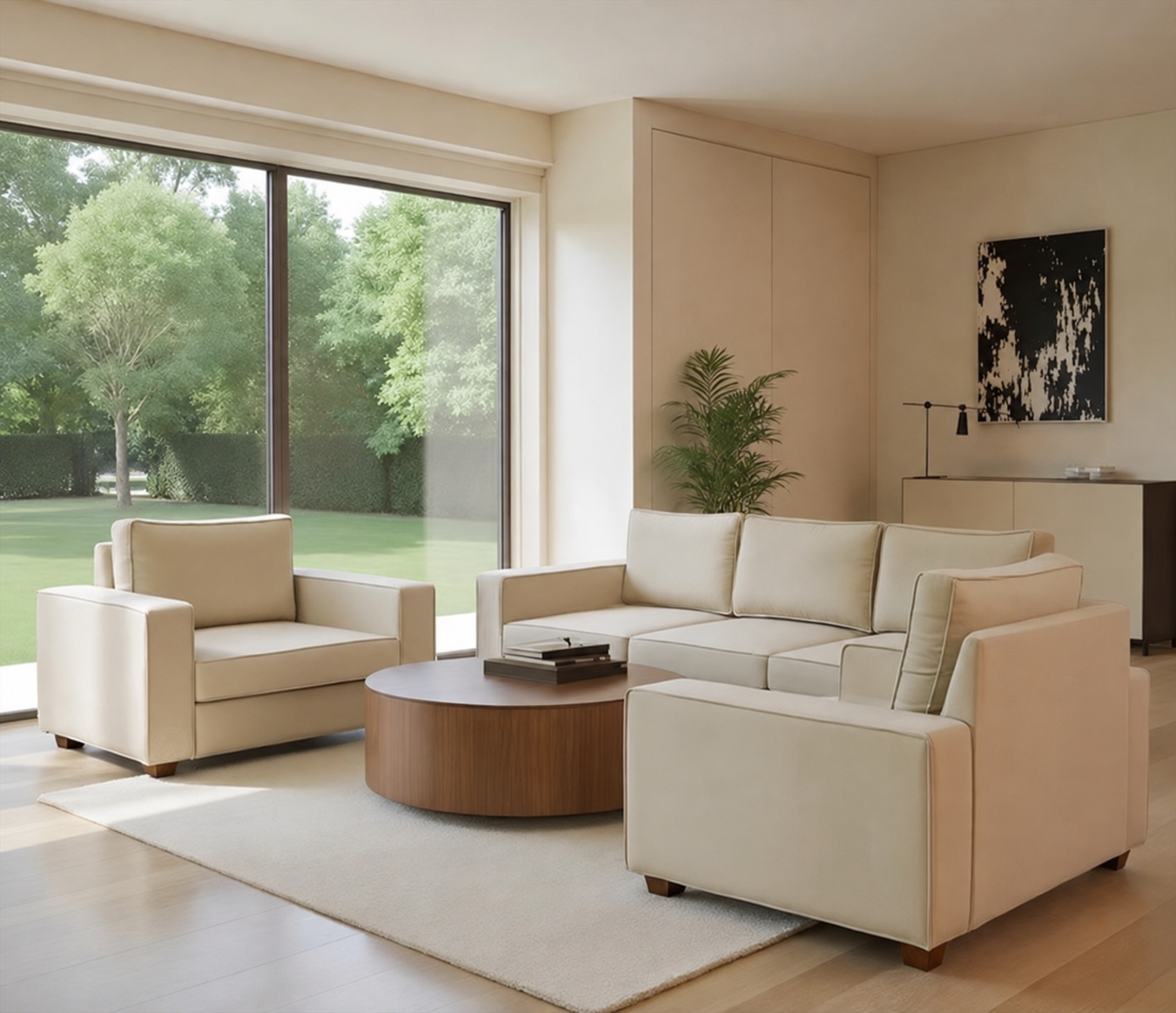 Arden 3+1+1 Seater Fabric Sofa Set, Irish Cream