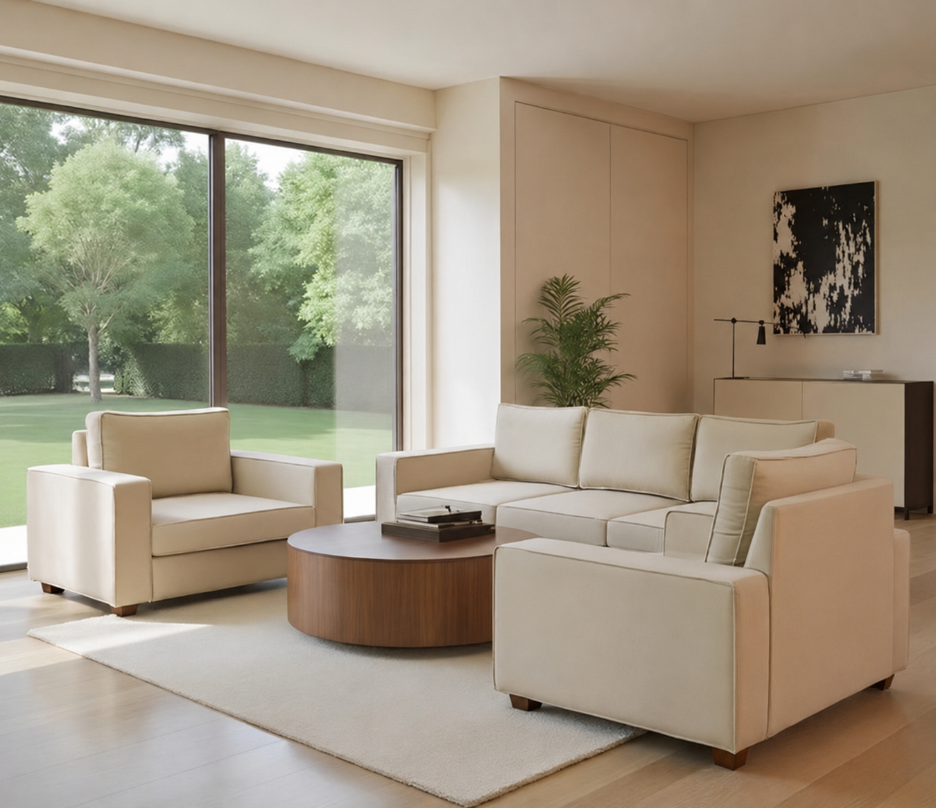 Arden 3+1+1 Seater Fabric Sofa Set, Irish Cream