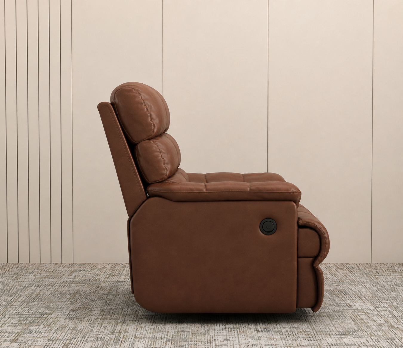 Chesterfield Elite Brown Leatherette Recliner Chair