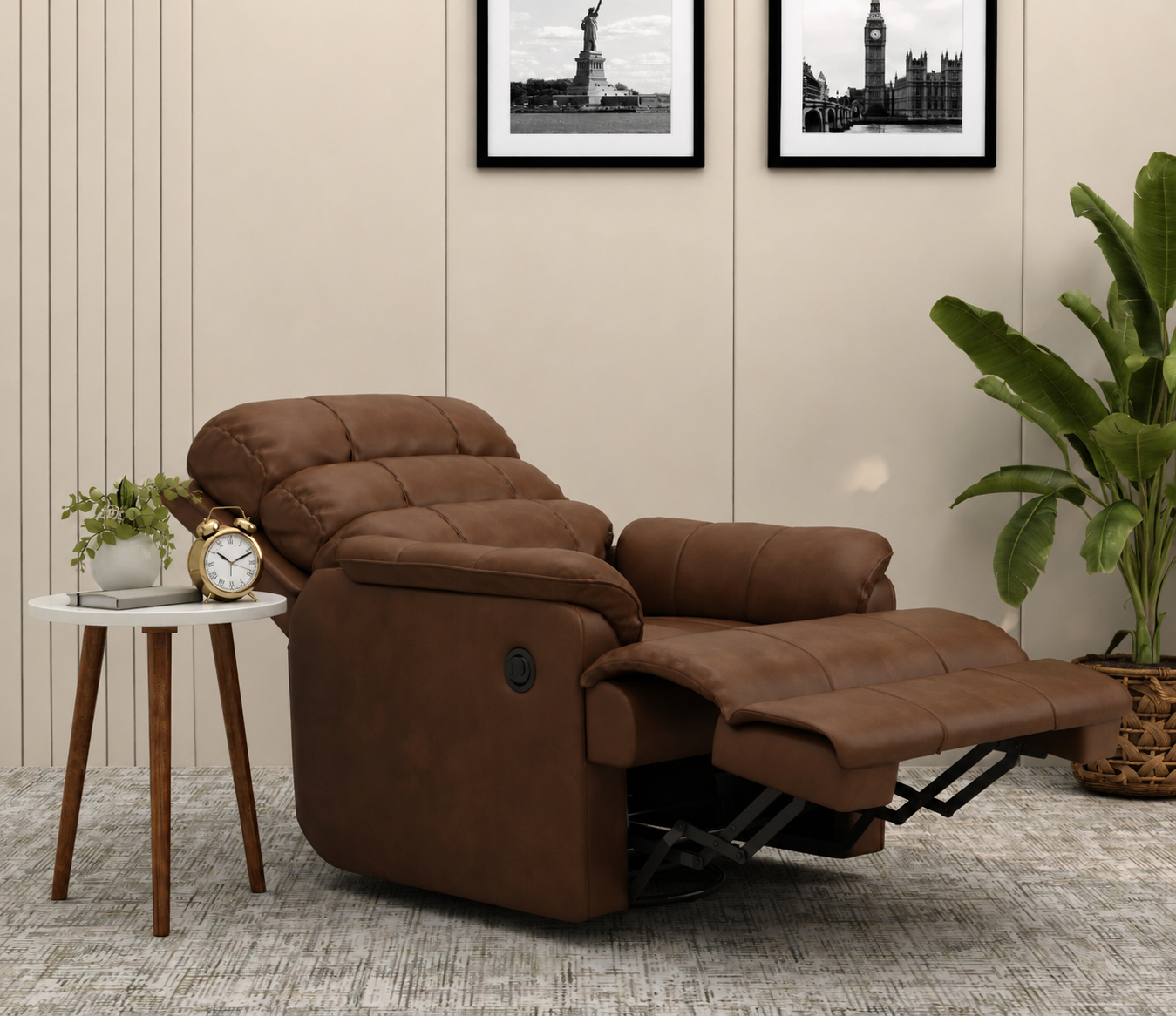 Chesterfield Elite Brown Leatherette Recliner Chair
