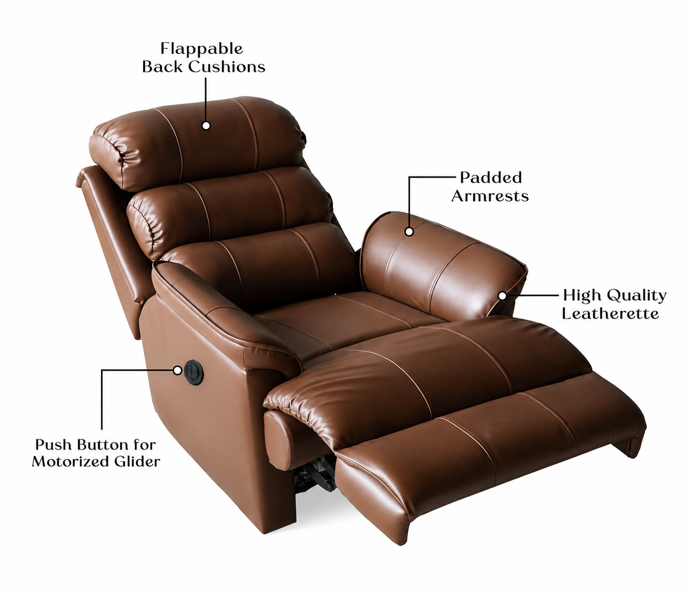 Chesterfield Elite Brown Leatherette Recliner Chair