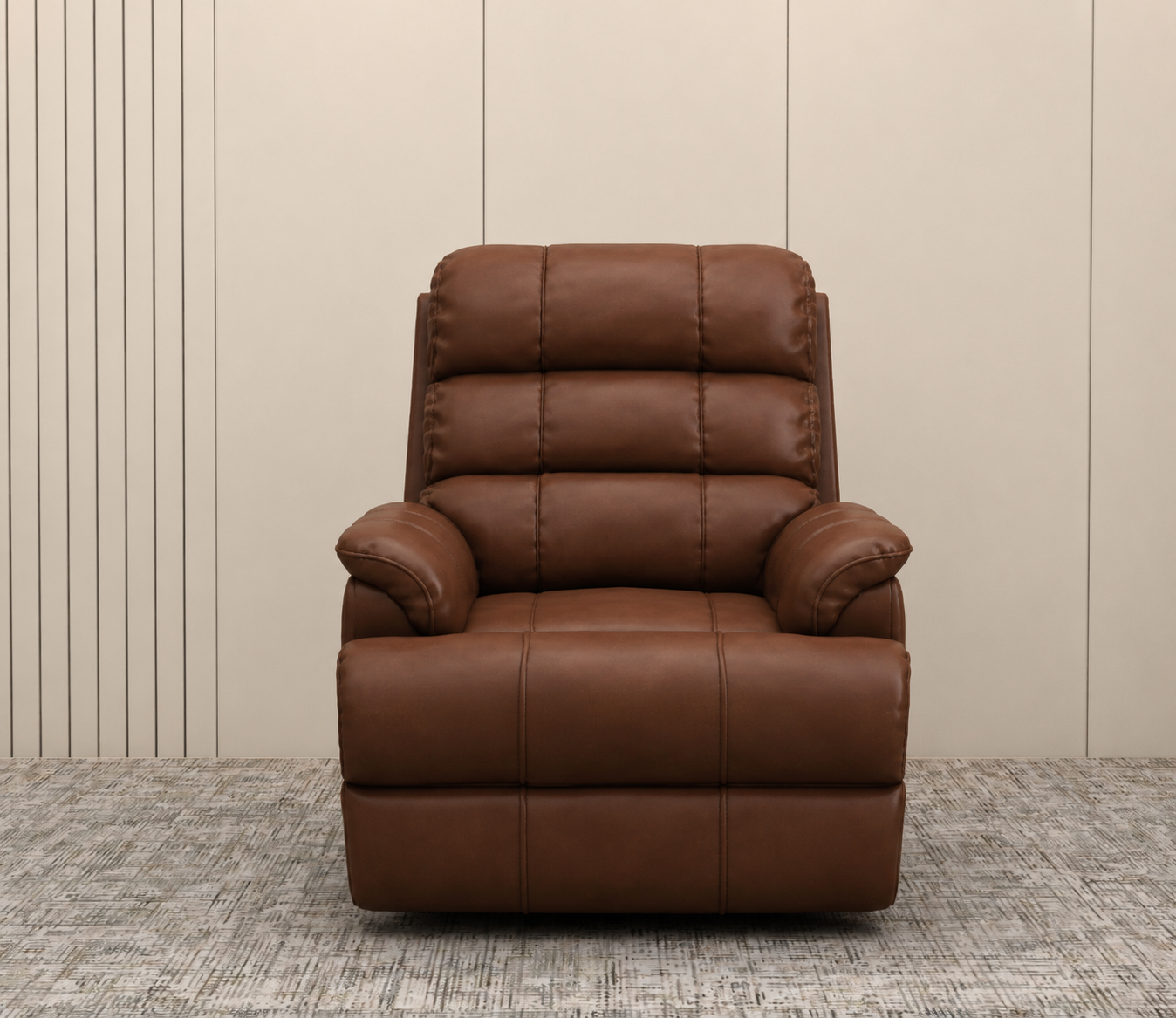 Chesterfield Elite Brown Leatherette Recliner Chair