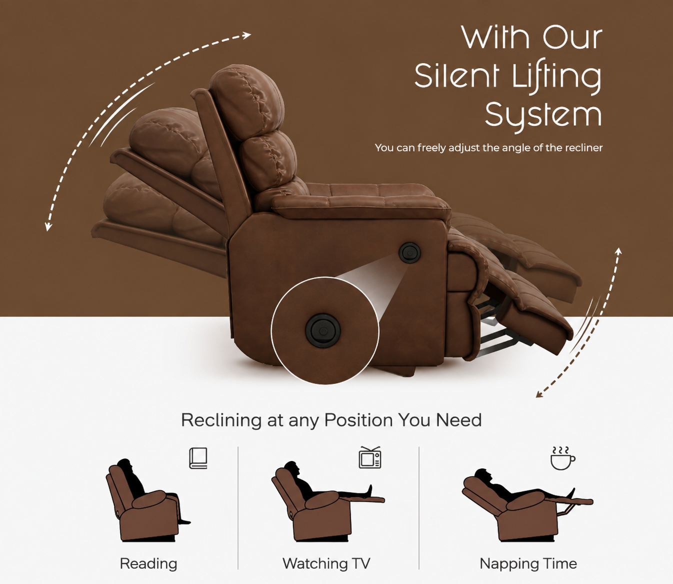 Chesterfield Elite Brown Leatherette Recliner Chair