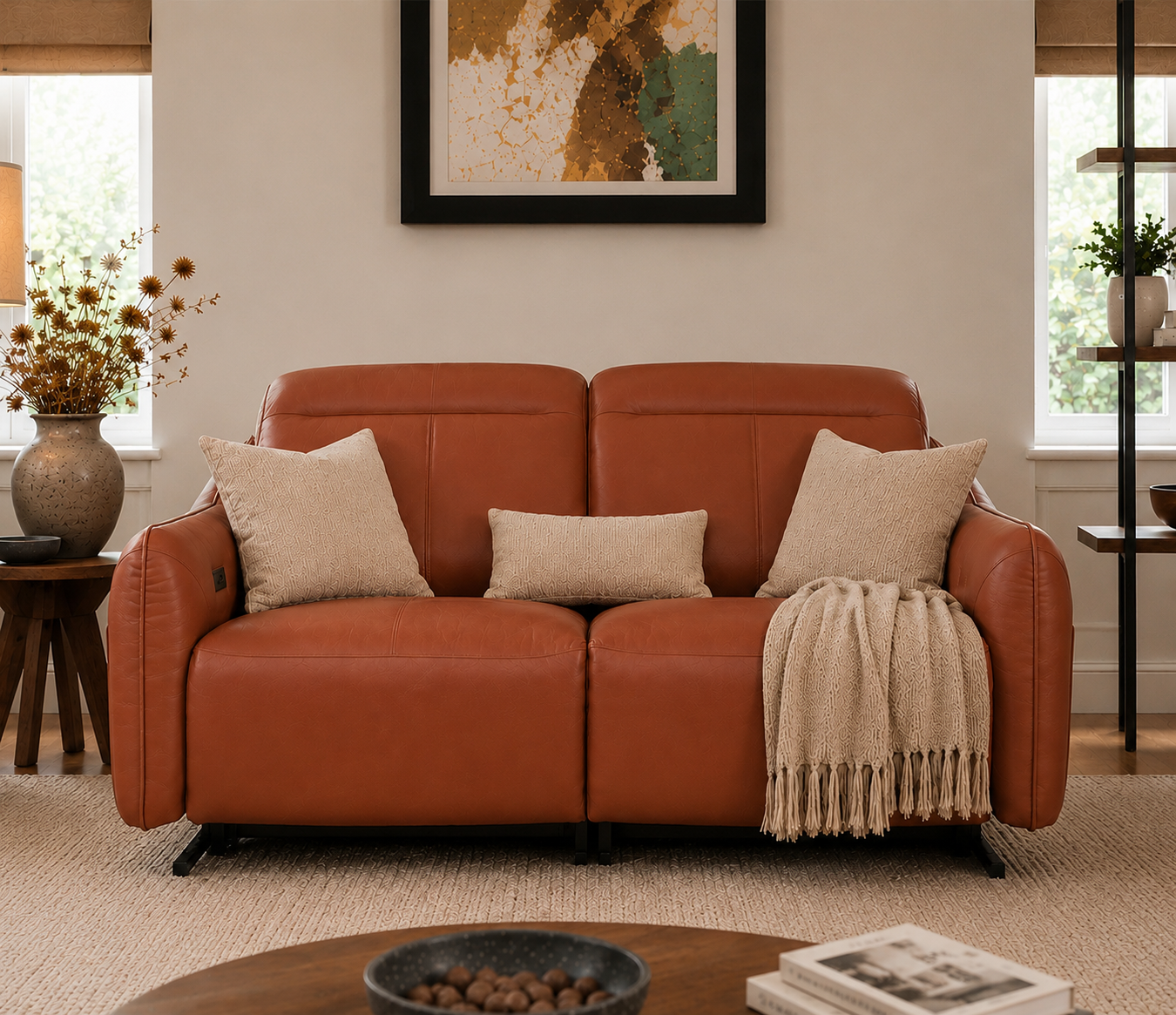 Evora Premium Dual Reclining 2-Seater Italian Leather Sofa