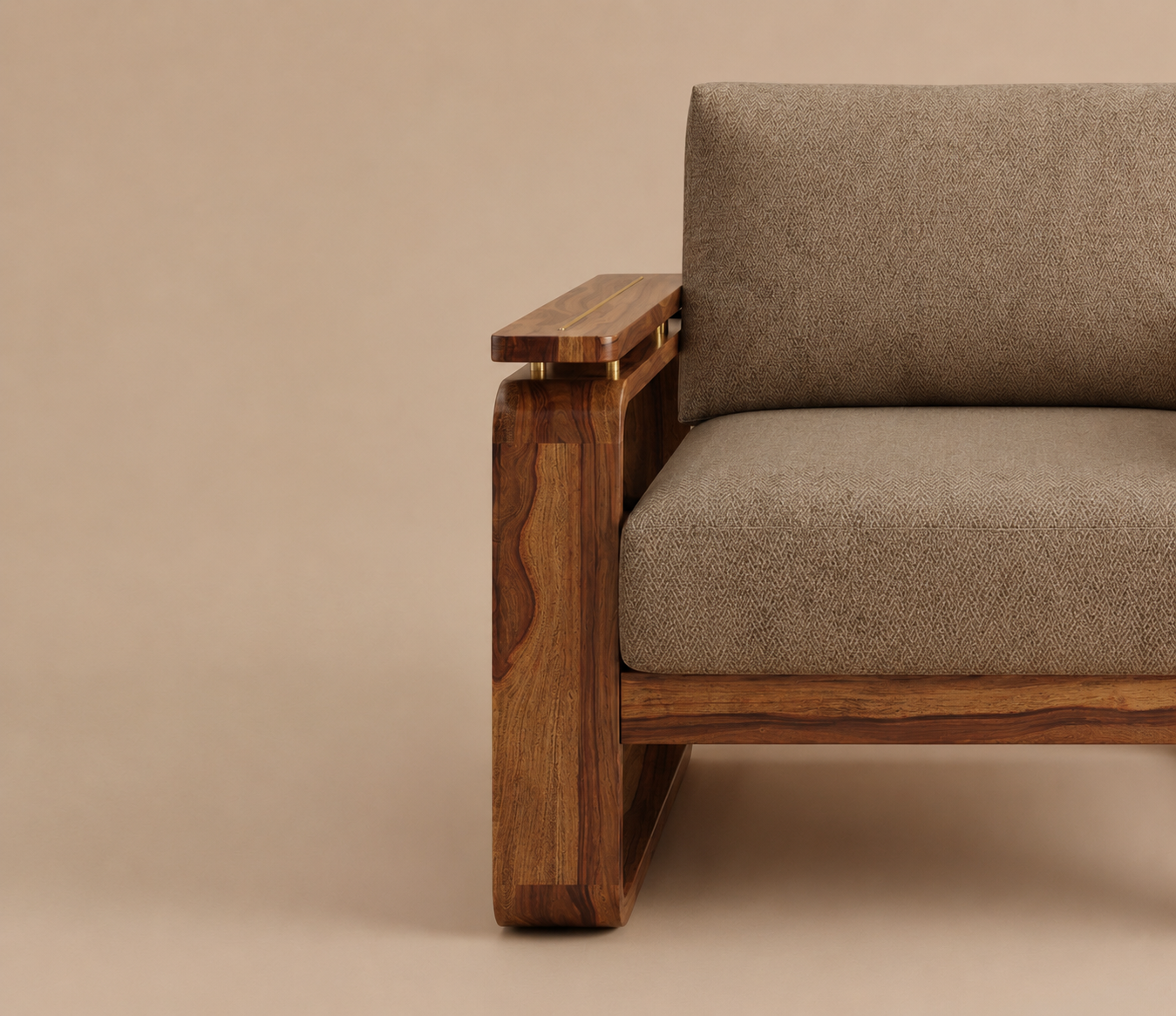 Arden 3-Seater Teak Wooden Frame Fabric Sofa