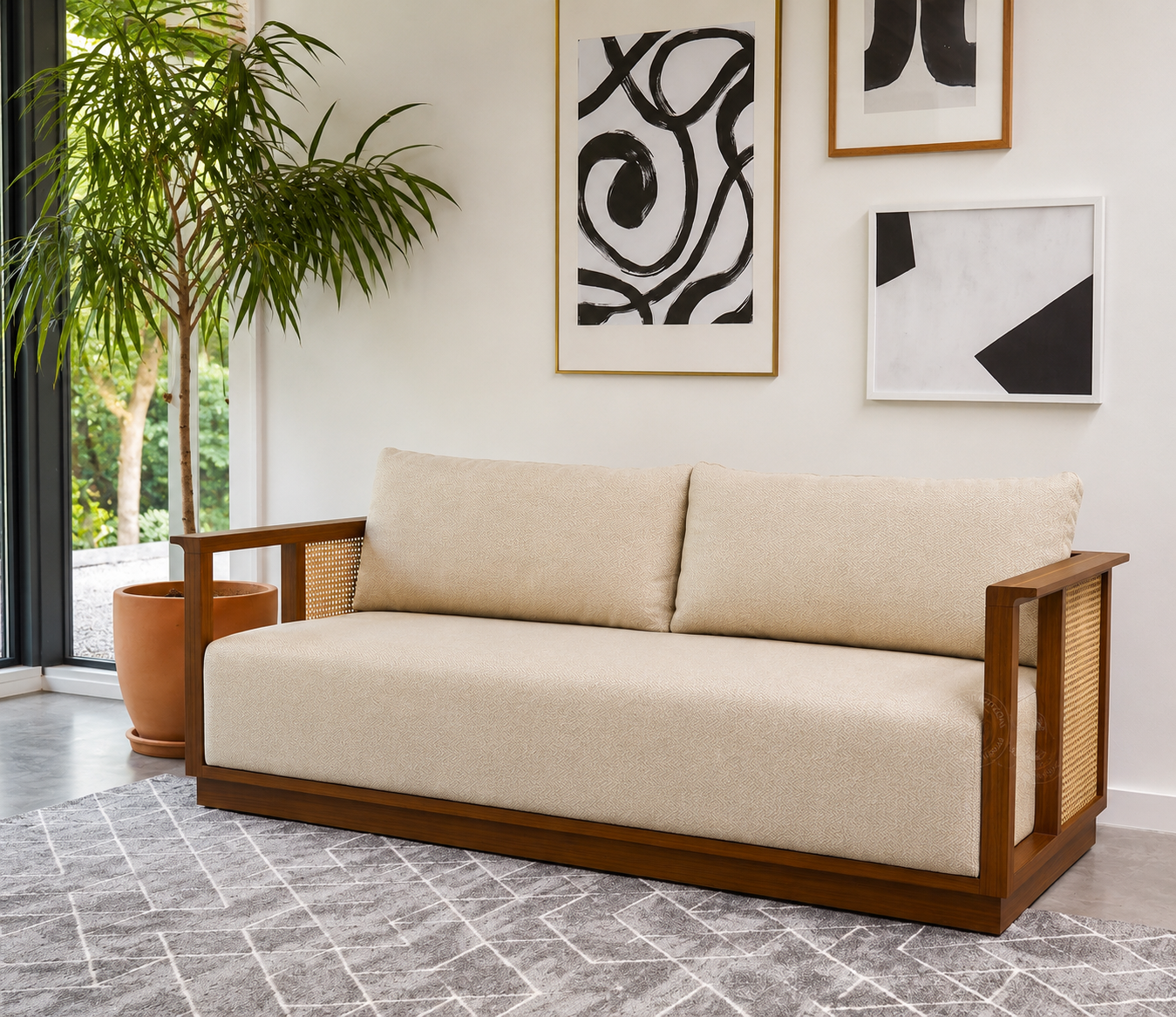 Arvena Classic Wooden Sofa Set