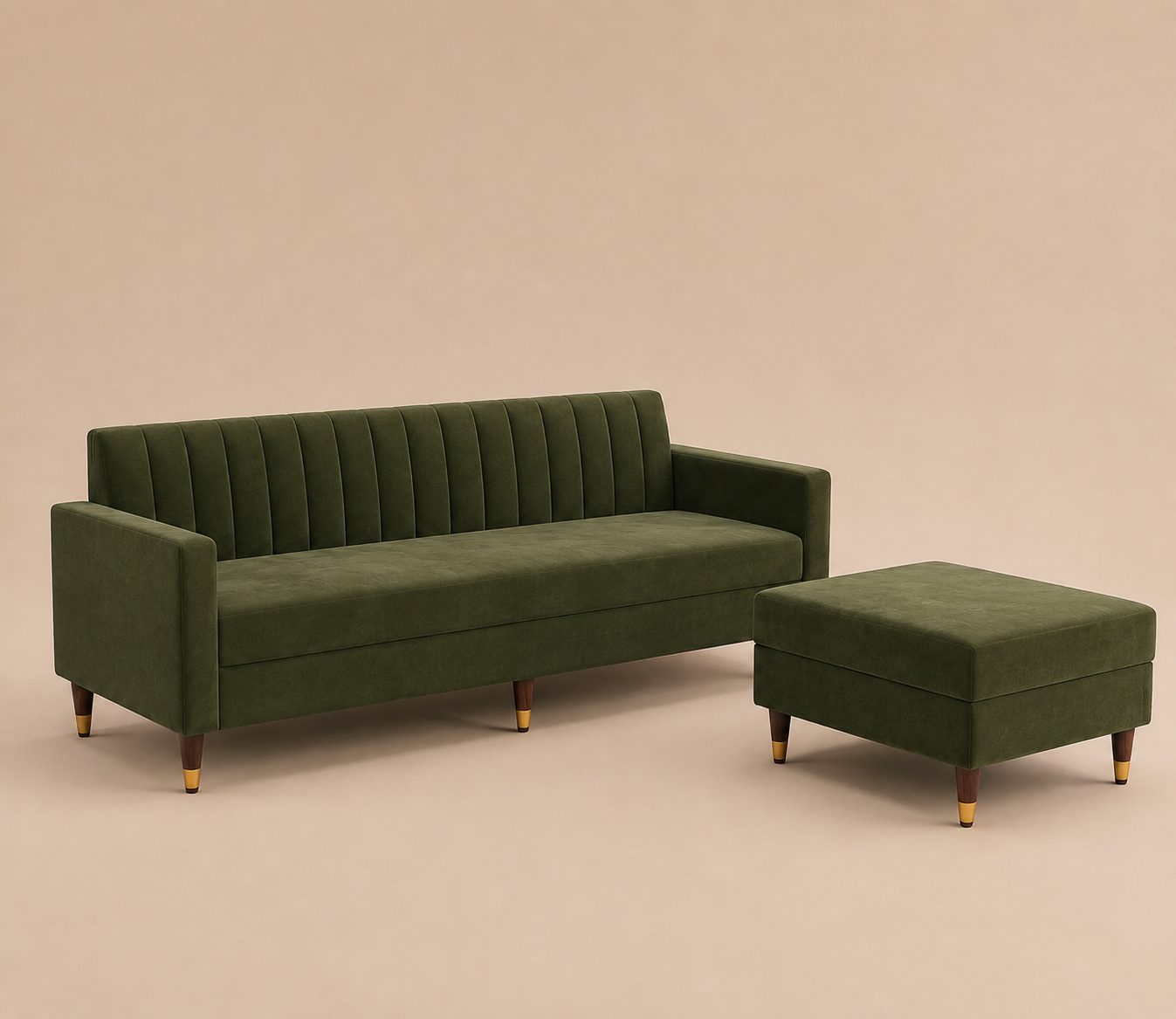 Vienna Luxe Green Sofa with Ottoman