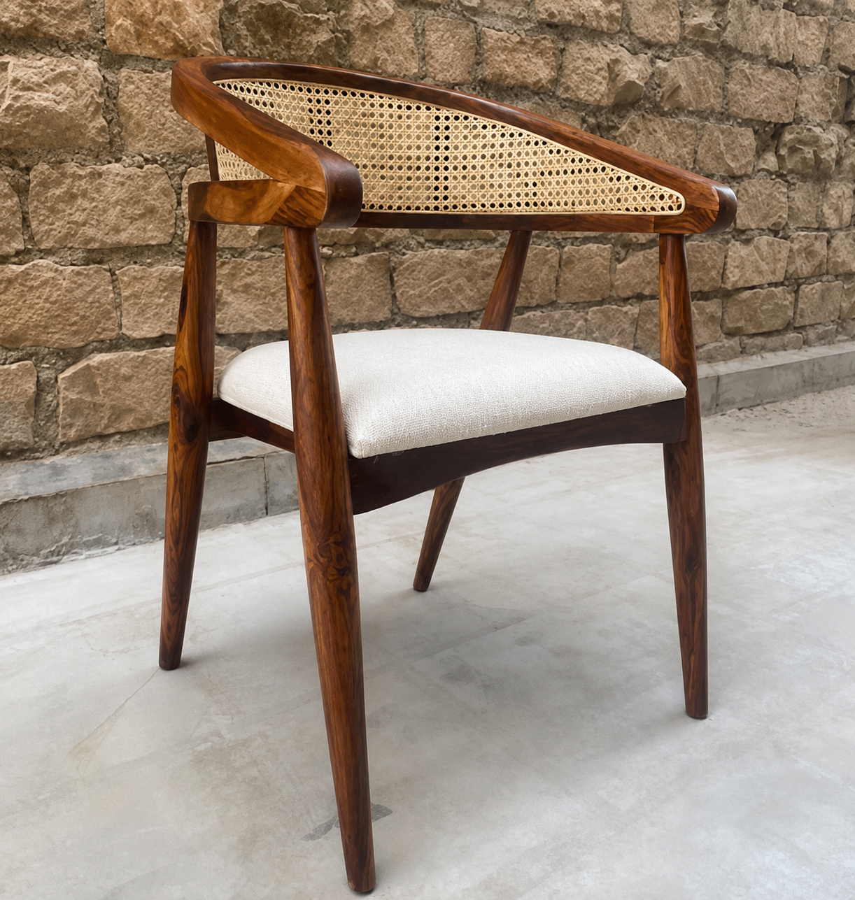 Rivano Teak Wooden Cane Armchair