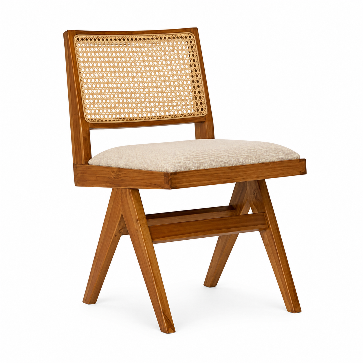 Elvano Teak Wood Cane Restaurant Chair