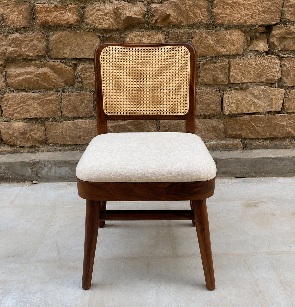Milano Teak Cane Upholstered Dining Chair
