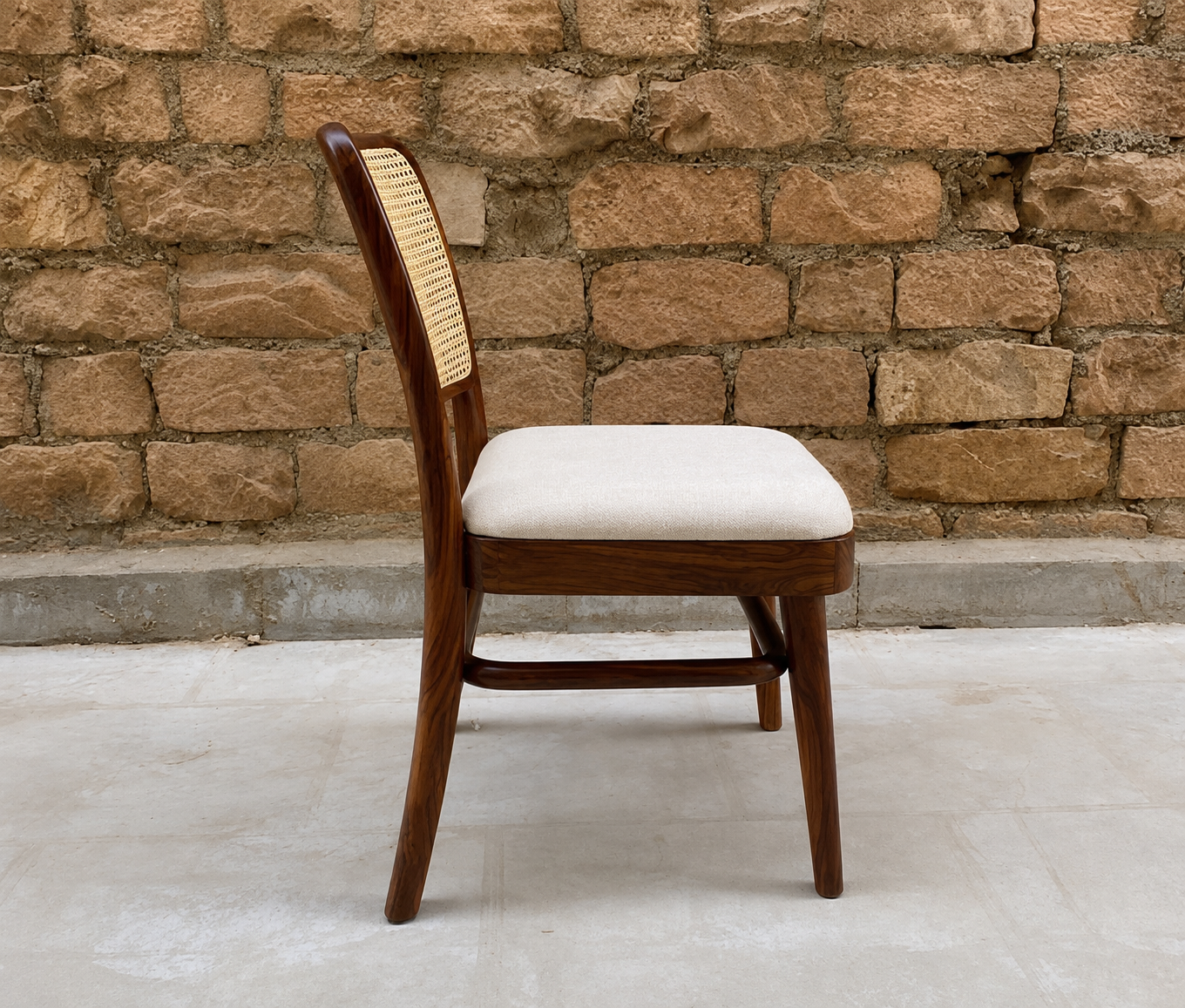 Milano Teak Cane Upholstered Dining Chair