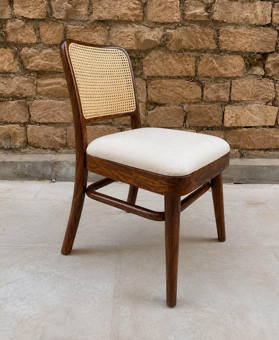 Milano Teak Cane Upholstered Dining Chair