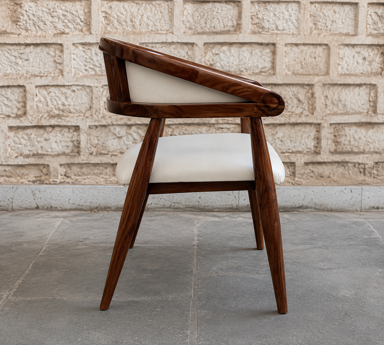 Aviano Curved Frame Solid Wood Arm Chair