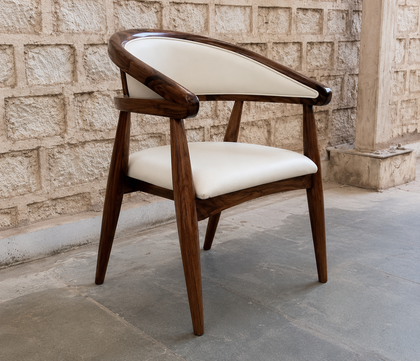 Aviano Curved Frame Solid Wood Arm Chair