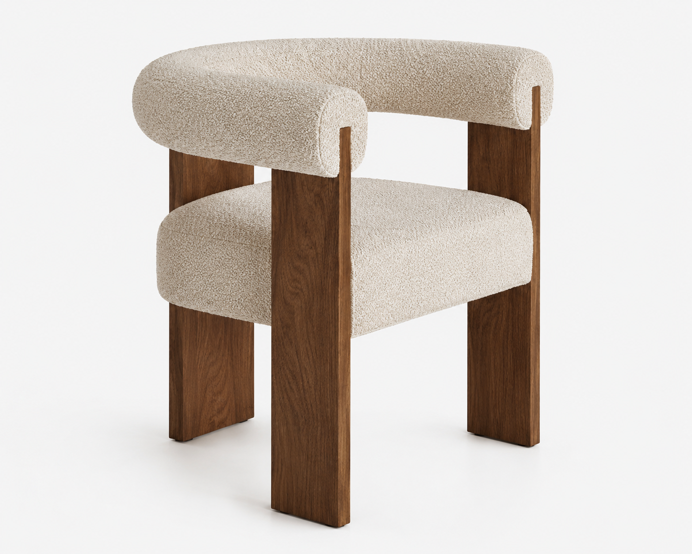 Elara Contemporary Bouclé Wraparound Arm Dining Chair